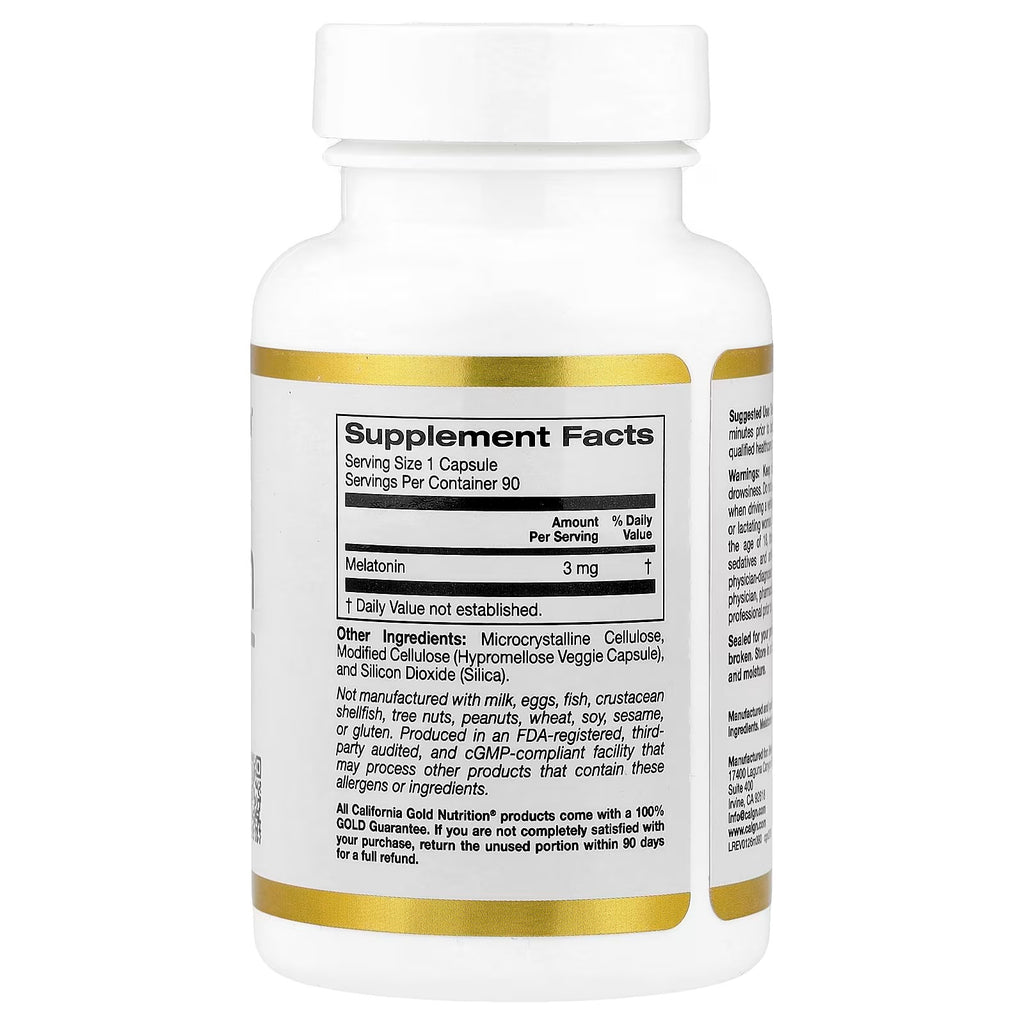 Melatonina, 3 mg, 90 cápsulas vegetales