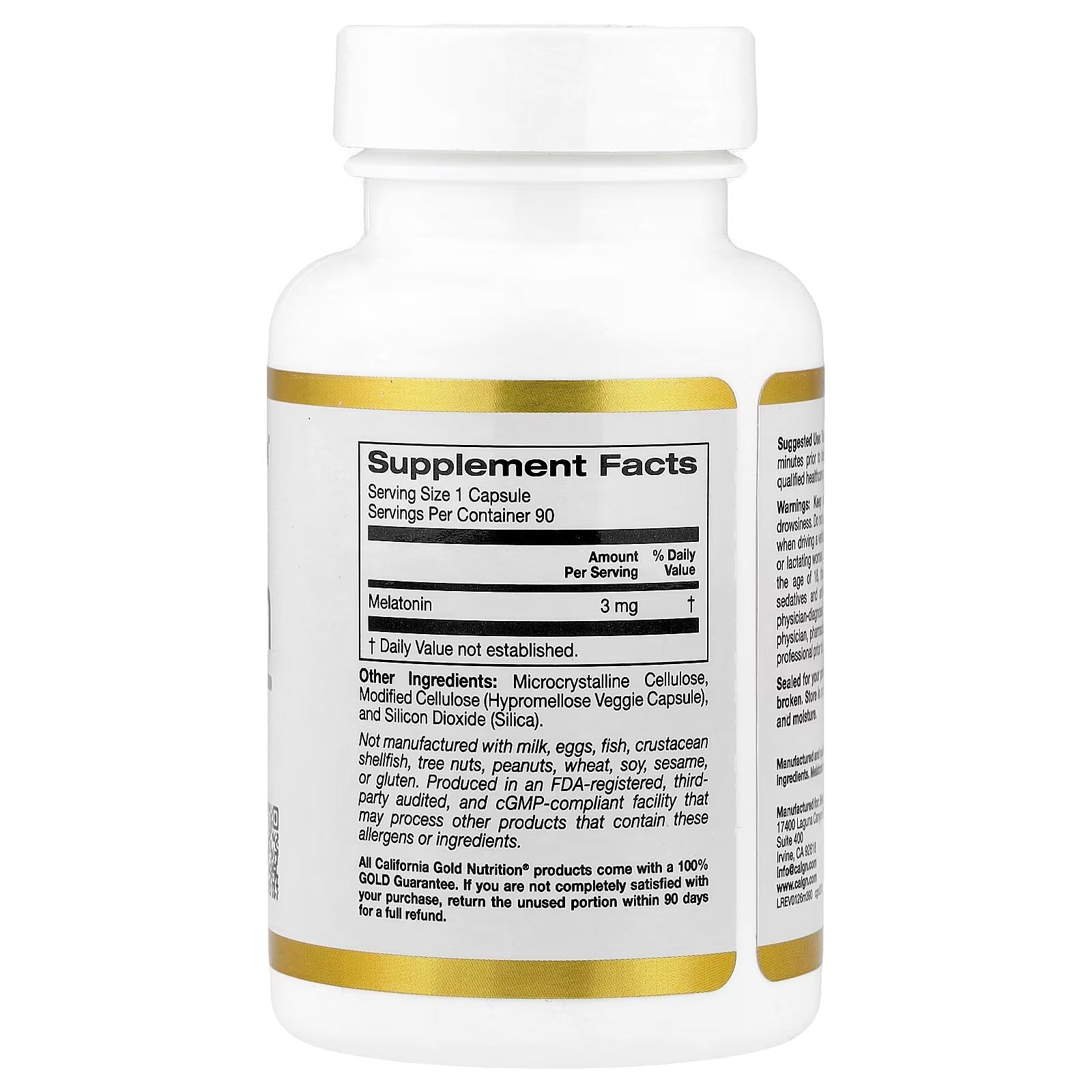 Melatonina, 3 mg, 90 cápsulas vegetales